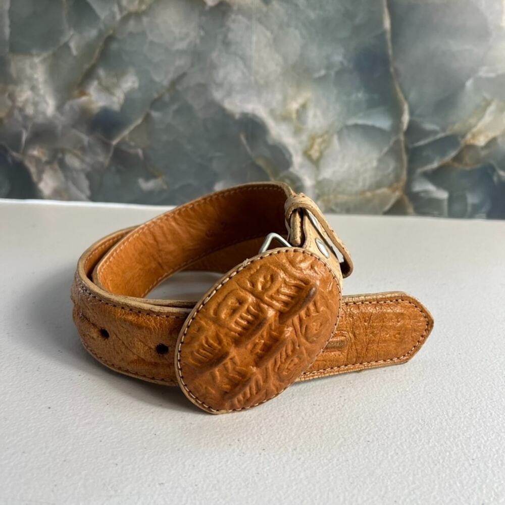 Crocodile Brown Genuine Leather Belt Kids Size 22 Western Style Made In Mexico